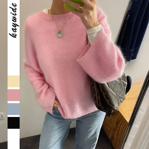 Damen nan Oversize Off-Shoulder Feinstrickpullover mit Fledermausärmeln Shop Nory