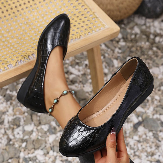 Damen Komfortable Wedge-Pantoletten mit elegantem Krokodilleder-Design