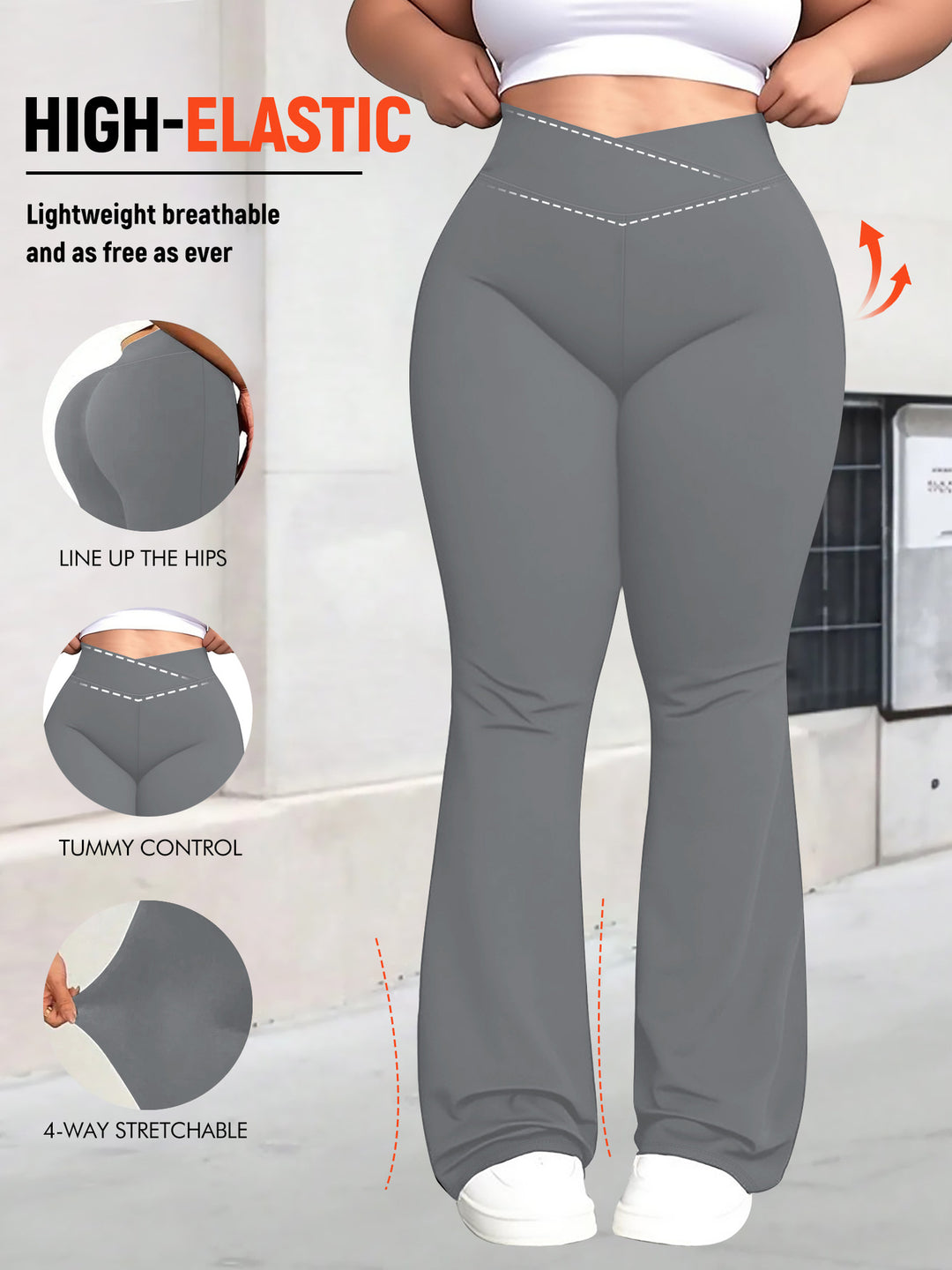 Damen taillenhohe Shaping Bootcut-Leggings mit Bauchkontrolle und 4-Wege-Stretch Shopy Nory