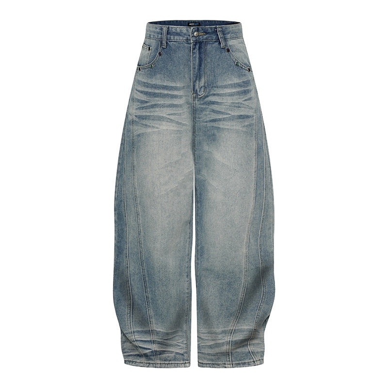 Damen Weite High‑Waist Ballon-Jeans mit Ziernähten Shop Nory