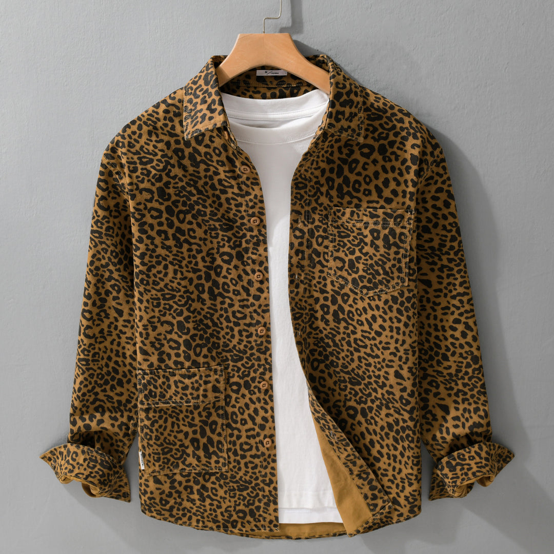 Damen Oversized Hemdjacke im Leo‑Design mit aufgesetzten Taschen Shop Nory
