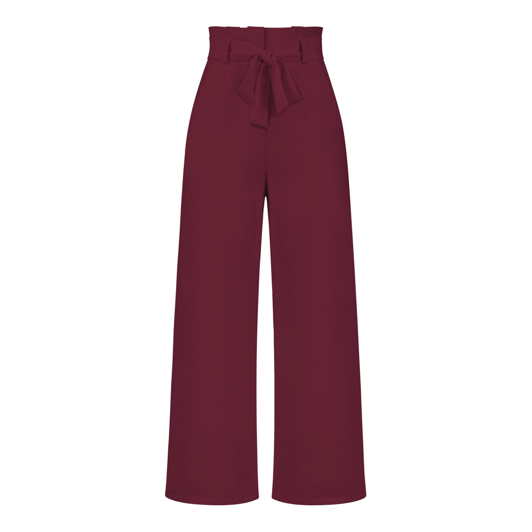 Damen hochtaillierte Paperbag-Hose mit weitem Bein und Taillengürtel Shop Nory