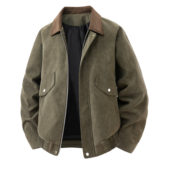 Herren Kurze Wildleder-Bomberjacke mit Cordkragen Shop Nory