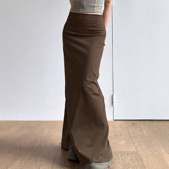Damen nan taillierter Maxirock mit hohem Bund, geradem Fall und seitlichem Schlitz Shop Nory