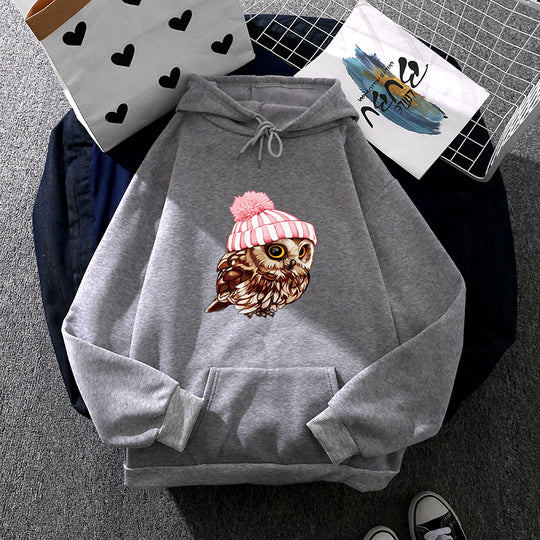 Damen nan lässiger Oversize Kapuzenpullover mit Herz‑und‑Pfotenprint, Kordelzug und gerippten Bündchen Shop Nory
