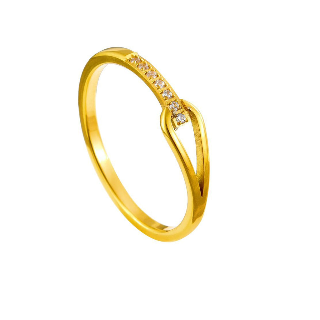 Damen eleganter Ring mit funkelndem Zirkonia und modernem V-Design Shop Nory