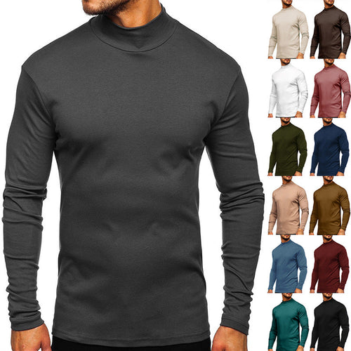 Herren Langarmshirt mit Stehkragen aus hochwertigem Material