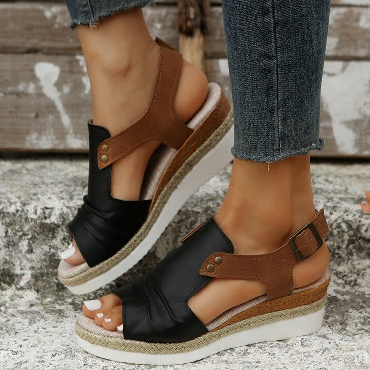 Damen Komfortable Plateau-Sandalen mit Riemen