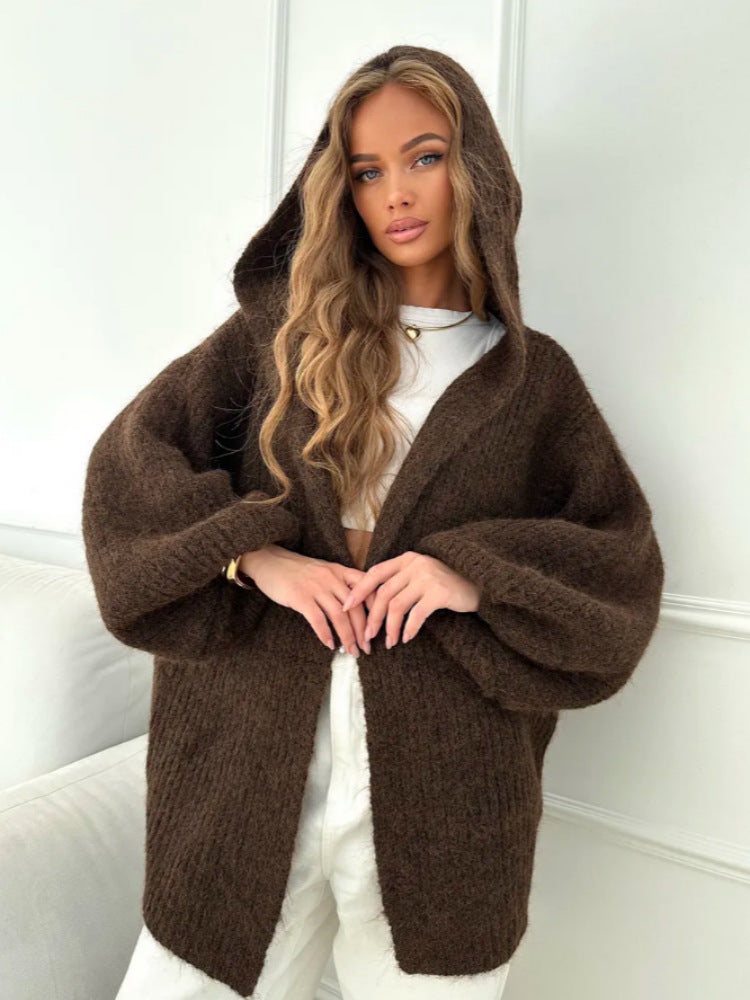 Damen Oversized Strickjacke mit Kapuze Shop Nory