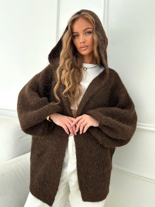 Damen Oversized Strickjacke mit Kapuze Shop Nory