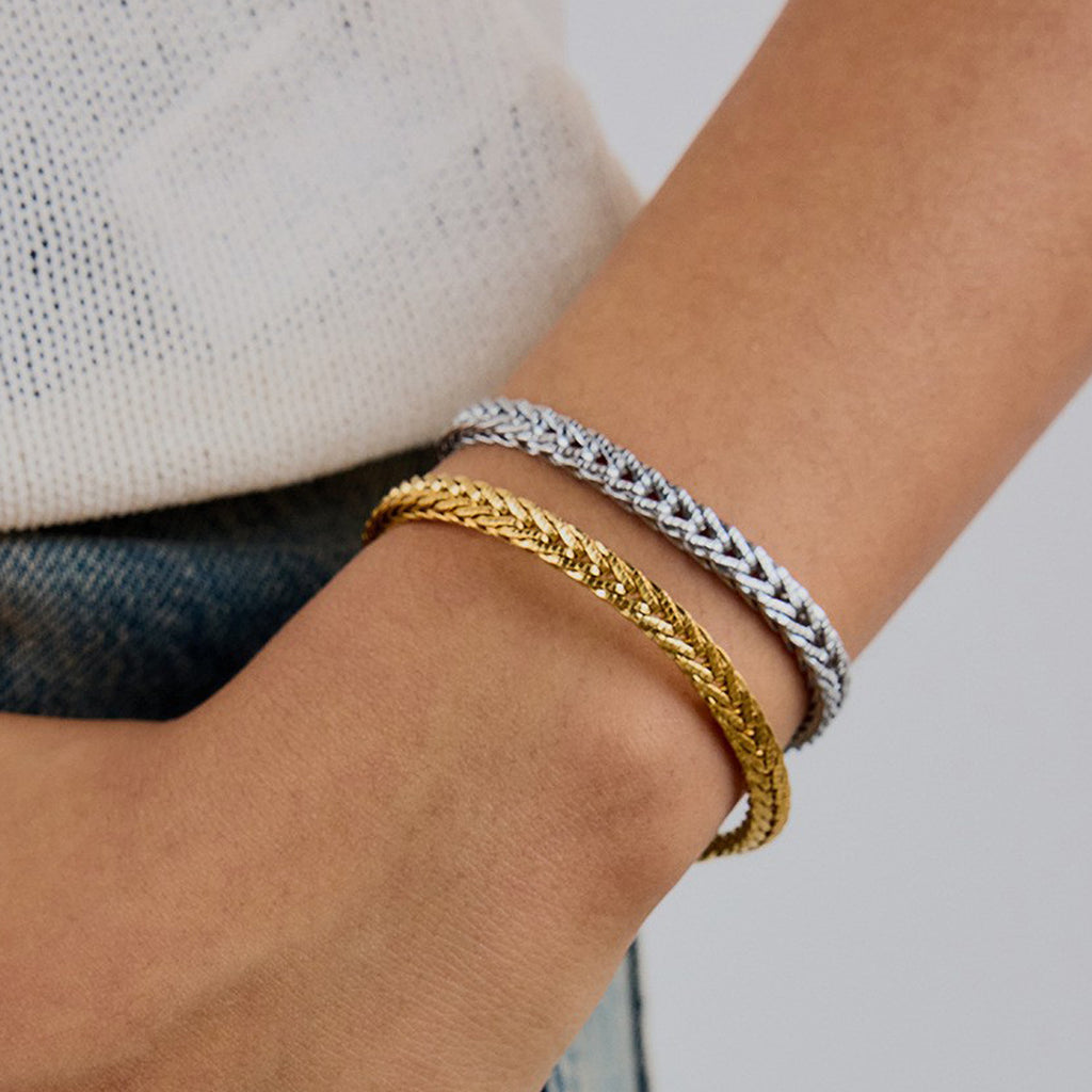 Damen Armkette mit eleganten geflochtenen Mustern aus hypoallergenem Edelstahl Shop Nory