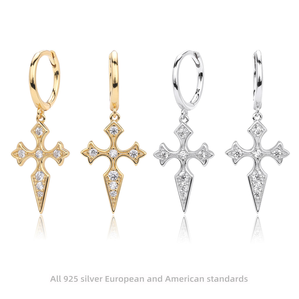 Damen Ohrhänger im Kreuzdesign aus hochwertigem 925 Sterling Silber mit funkelnden 5A Zirkonen Shop Nory