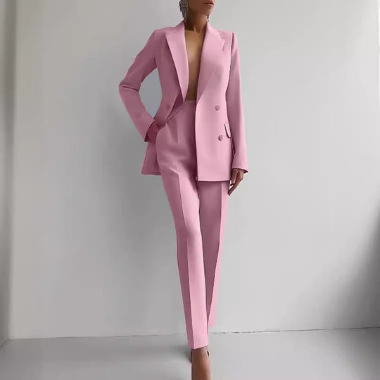 Damen elegante zweireihige Blazer mit maßgeschneiderter Hose