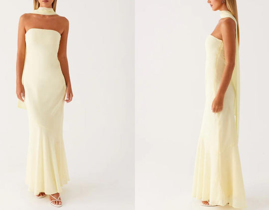 Damen Elegantes Langarm Abendkleid im Blumendesign