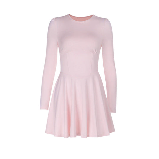 Damen elegantes Minikleid im klassischen A-Linien-Schnitt mit langen Ärmeln und schickem Herzausschnitt