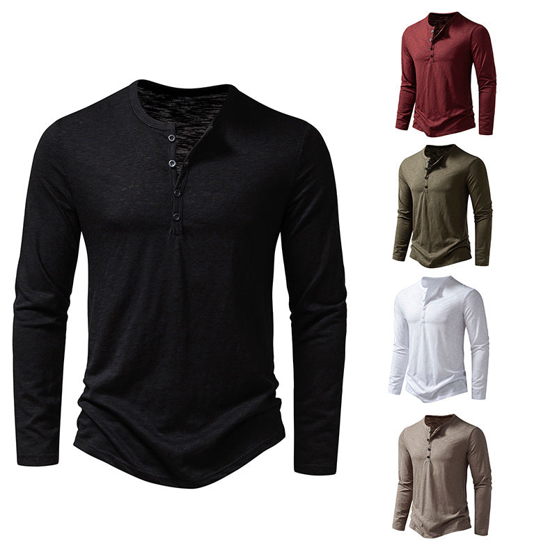Herren Feinstrick-Henley mit Rundhalsausschnitt, verdeckter Knopfleiste und figurbetonter Passform Shop Nory