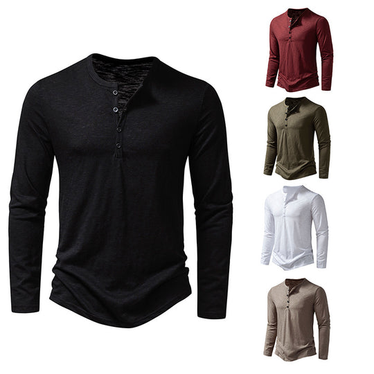 Herren Feinstrick-Henley mit Rundhalsausschnitt, verdeckter Knopfleiste und figurbetonter Passform Shop Nory