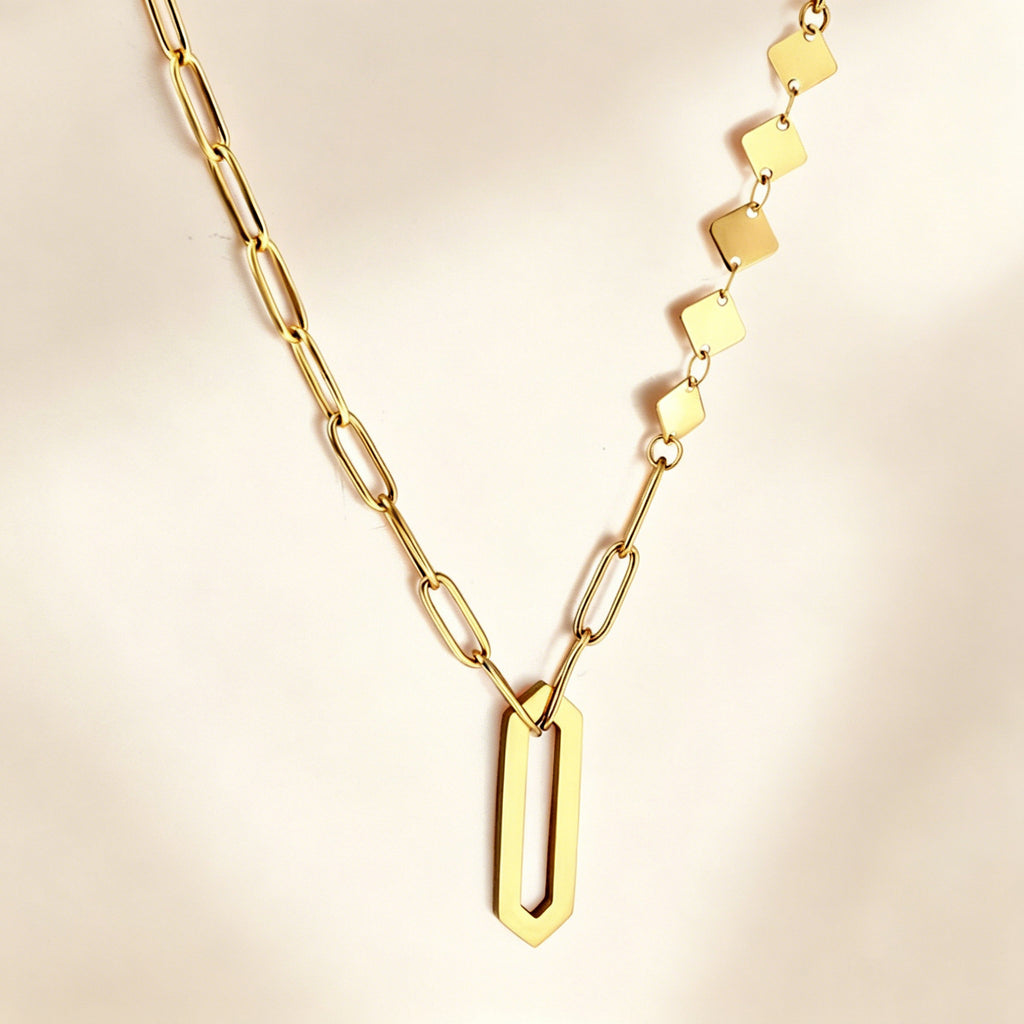 Damen elegante goldplattierte Halskette aus hochwertigem Edelstahl mit modernem Design Shop Nory
