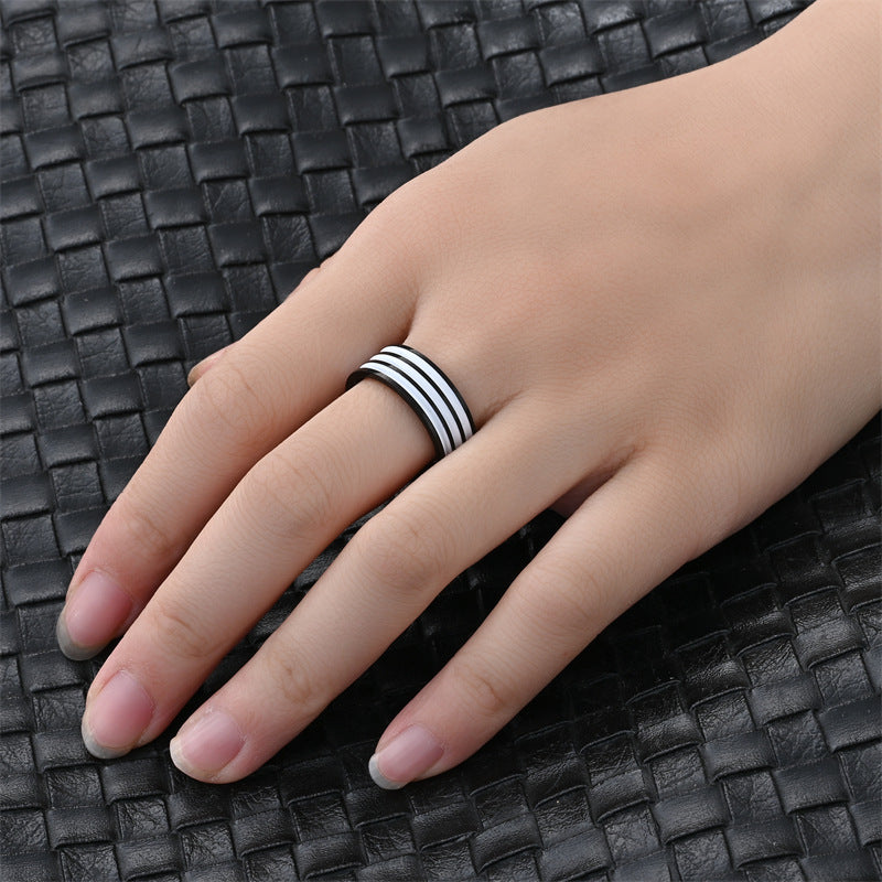 Herren Ring mit modernem Streifenmuster Shop Nory