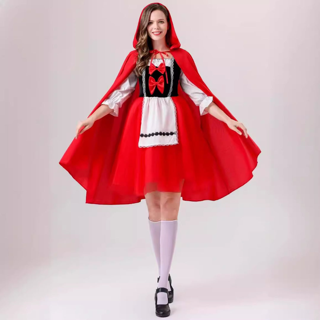 Damen nan klassisches Märchenkostüm mit Kapuze, Tüllrock und Schürze Shop Nory