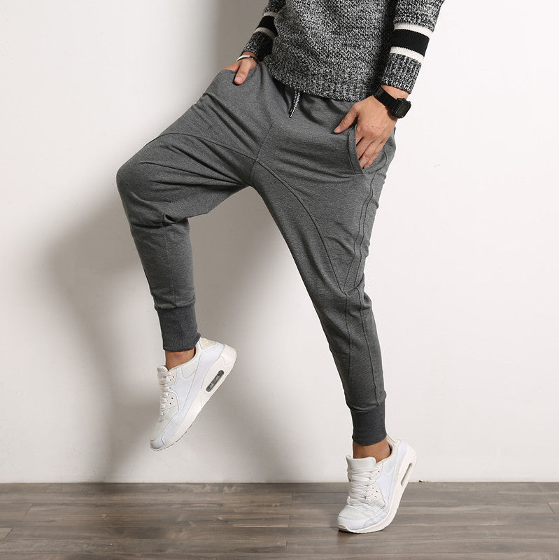 Herren lockere Harem-Jogginghose mit tiefem Schritt, schmal zulaufenden Bündchen und Kordelzug Shop Nory