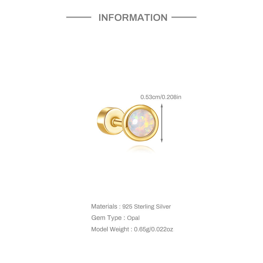 1 Stück Ohrknorpelringe & Steckern Einfacher Stil Klassischer Stil Geometrisch 925 Sterling Silber Opal Zircon Ohrknorpelringe & Steckern | Shop Nory