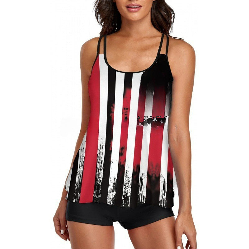 Damen Sportliches Tankini-Set mit bequemem Shorts und verstellbaren Trägern Shopnory