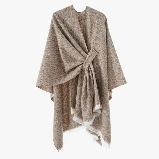 Damen Wollmix-Umhang mit Bindeschlaufe und Fransensaum Shop Nory