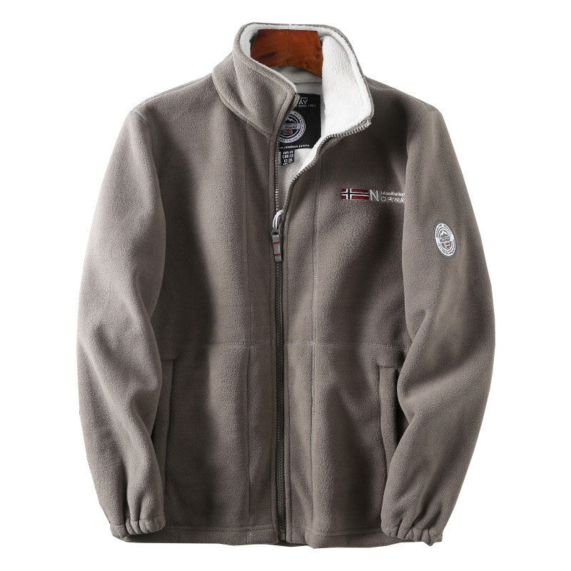 Herren Fleecejacke mit Stehkragen, durchgehendem Reißverschluss und Teddy-Innenfutter Shop Nory