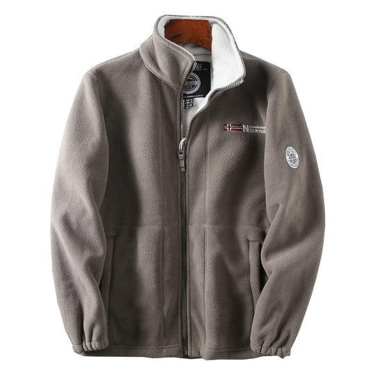 Herren Fleecejacke mit Stehkragen, durchgehendem Reißverschluss und Teddy-Innenfutter Shop Nory