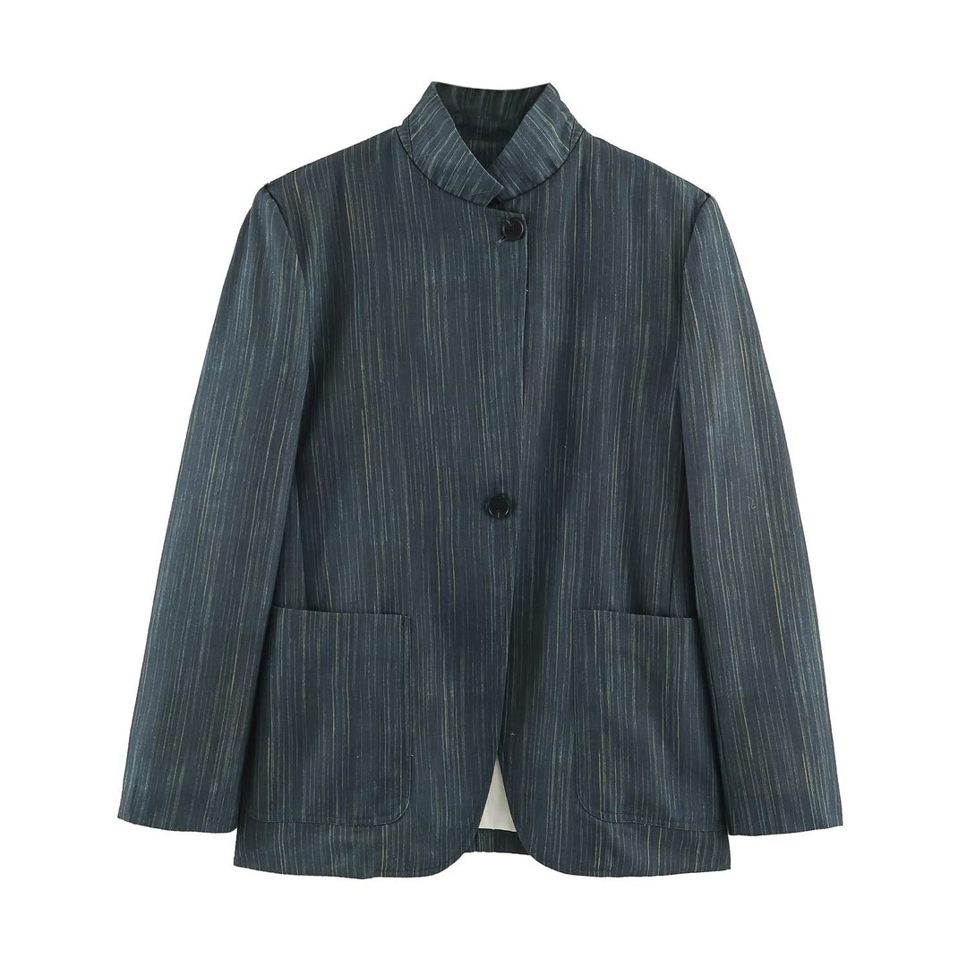 Damen Lang geschnittener Blazer mit Stehkragen und aufgesetzten Taschen Shop Nory