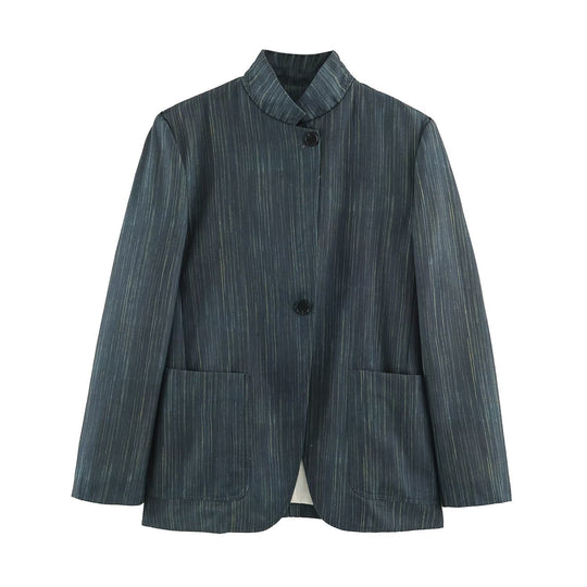Damen Lang geschnittener Blazer mit Stehkragen und aufgesetzten Taschen Shop Nory