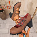 Damen Plateau-Pumps mit dekorativen Riemen und bequemer Sohle