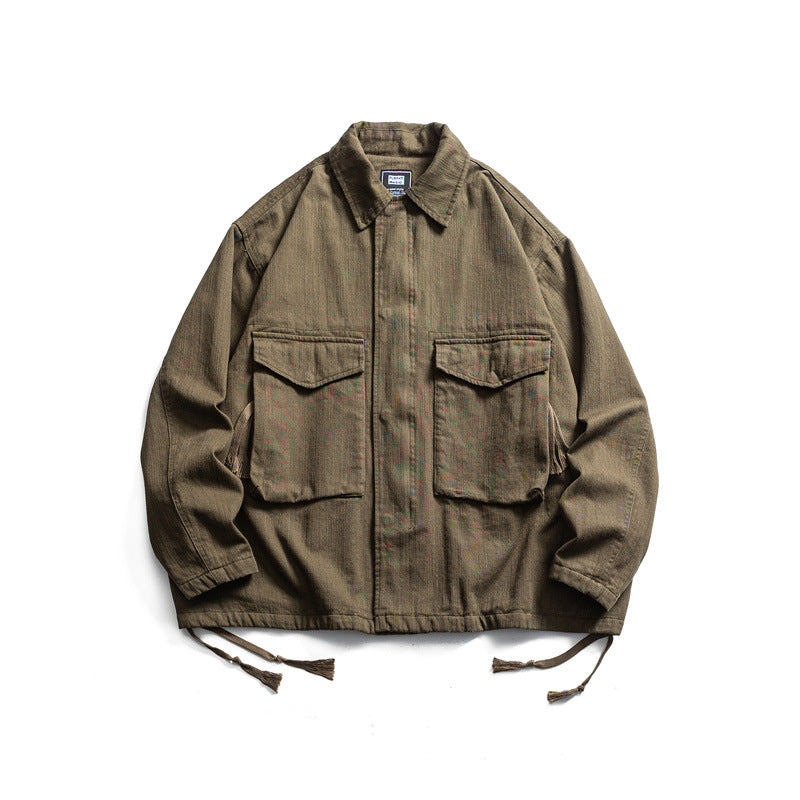 Herren Boxy-Utility-Blousonjacke aus Canvas mit aufgesetzten Pattentaschen und Kordelzugsaum Shop Nory