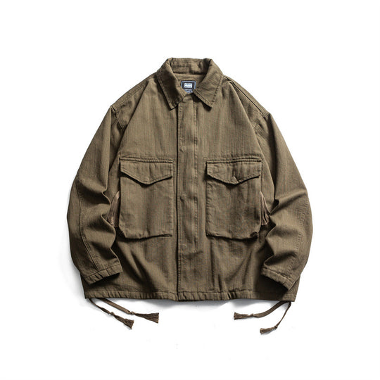 Herren Boxy-Utility-Blousonjacke aus Canvas mit aufgesetzten Pattentaschen und Kordelzugsaum Shop Nory