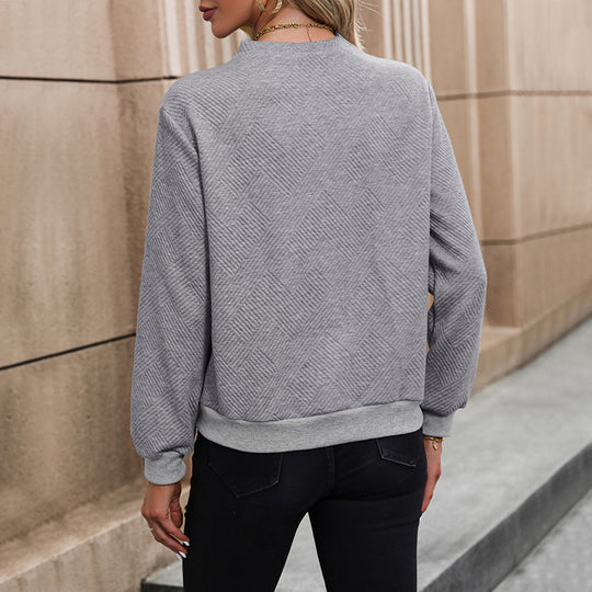 Damen Asymmetrischer Überschlagkragen Feinstrickpullover mit dekorativer Knopfleiste Shop Nory
