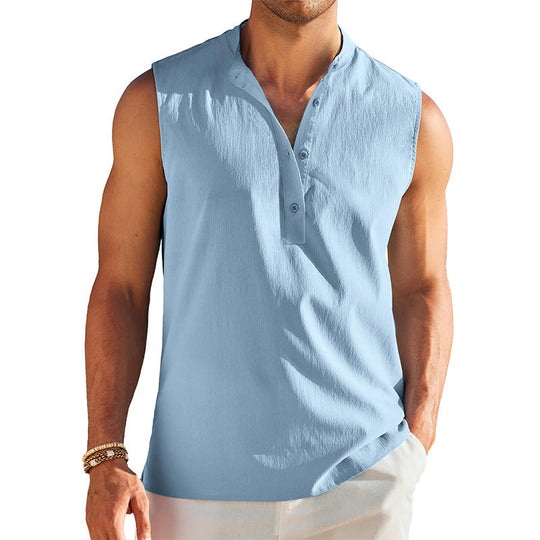 Herren Ärmelloses Henley-Shirt aus atmungsaktivem und leichtem Material