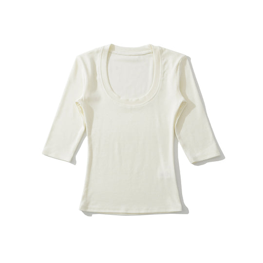 Damen Eng anliegendes Longsleeve mit tiefem Rundhalsausschnitt Shop Nory