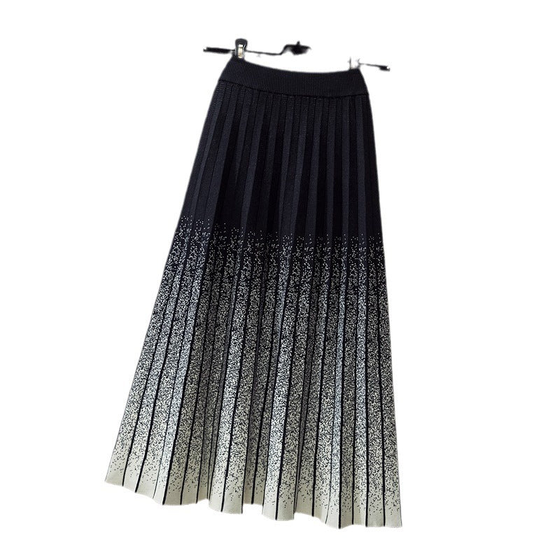 Damen Eleganter Plissee-Rock mit kontrastierenden Streifen Shop Nory