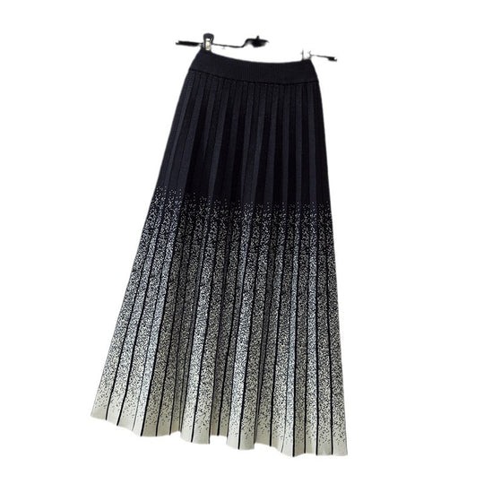 Damen Eleganter Plissee-Rock mit kontrastierenden Streifen Shop Nory
