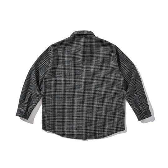 Unisex Kastenförmiges Overshirt aus Wollmix mit Glencheck, Brusttasche und gerundetem Saum Shop Nory