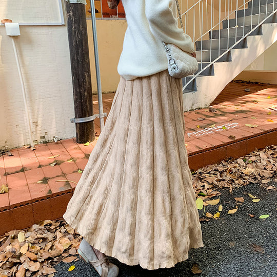 Damen Langer, eleganter Strickrock mit feinem Wellenmuster Shop Nory