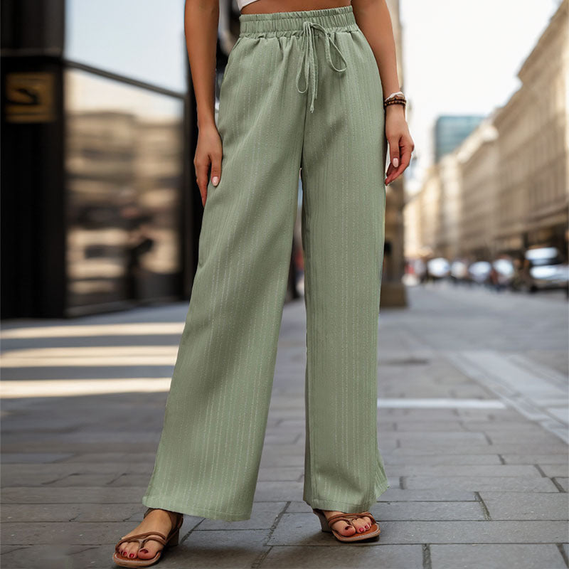 Damen Elegante und bequeme weite Hose mit elastischem Bund und Kordelzug