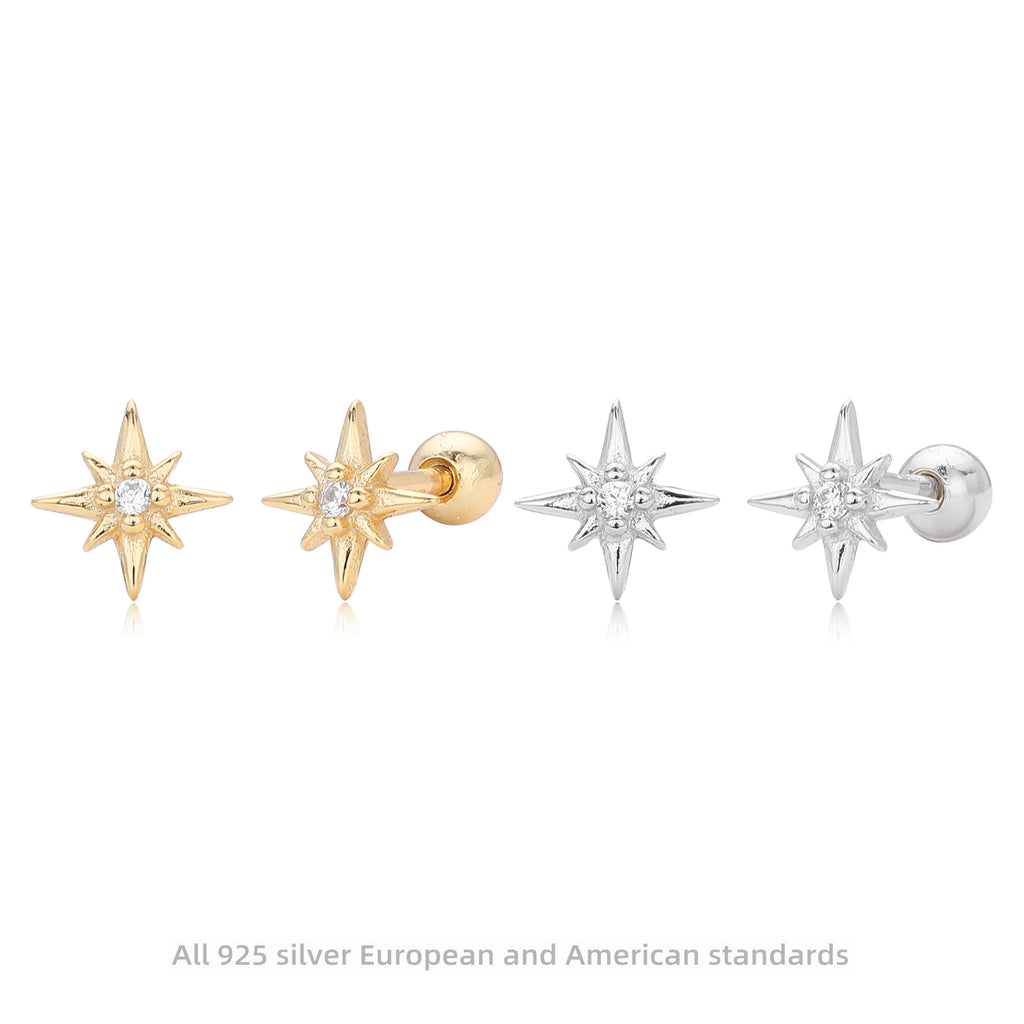 Damen Ohrstecker im funkelnden Sternendesign aus hochwertigem 925 Sterling Silber Shop Nory