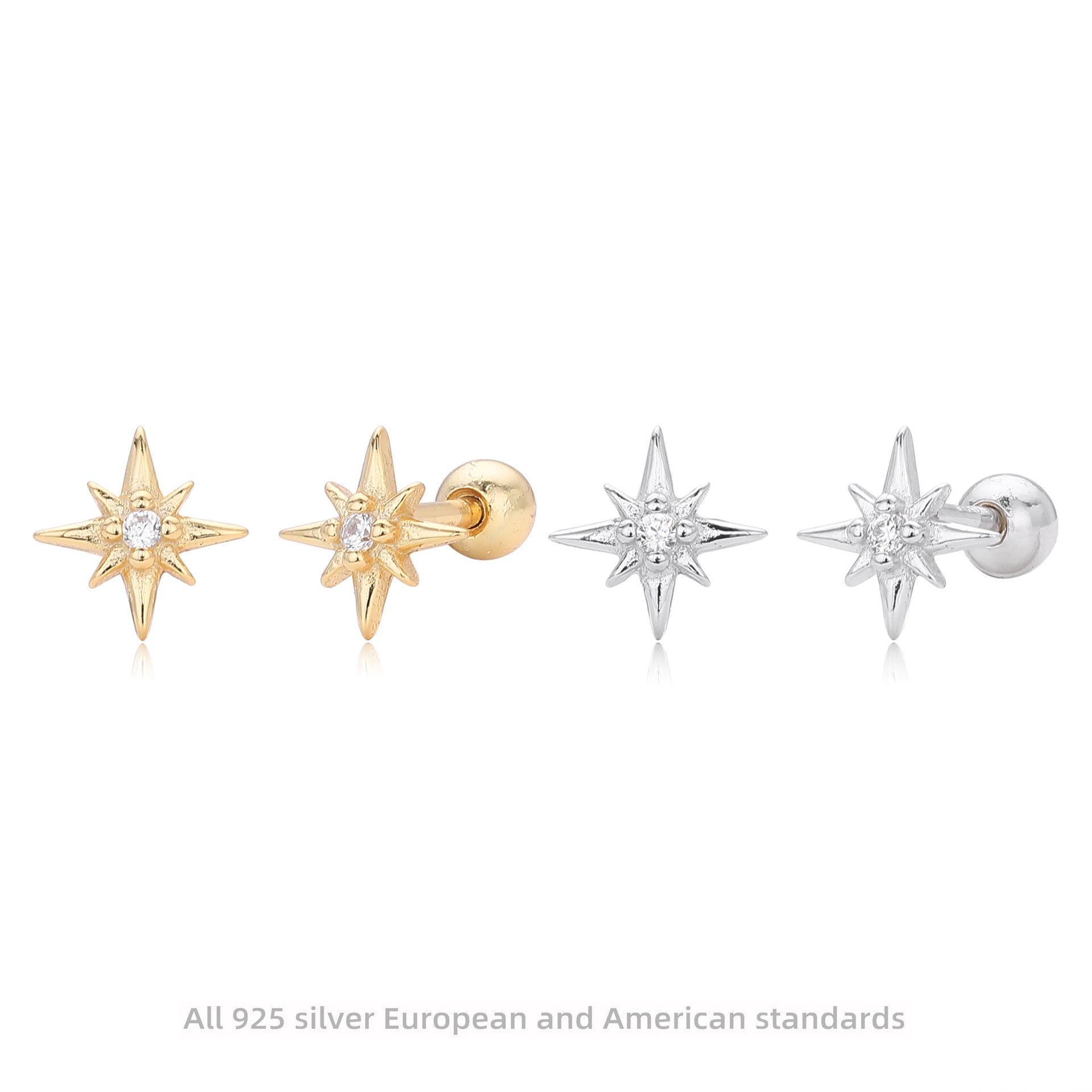Damen Ohrstecker im funkelnden Sternendesign aus hochwertigem 925 Sterling Silber Shop Nory