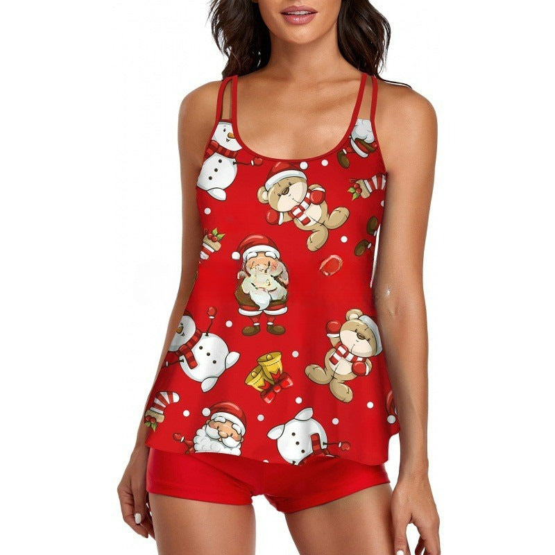 Damen Sportliches Tankini-Set mit bequemem Shorts und verstellbaren Trägern Shopnory