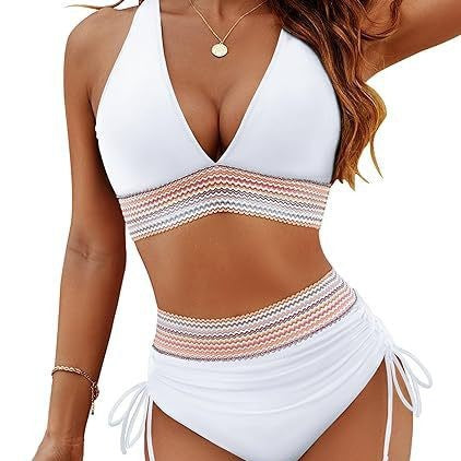 Damen Hochtaillierter Bikini mit schickem Cut-Out und verstellbaren Trägern