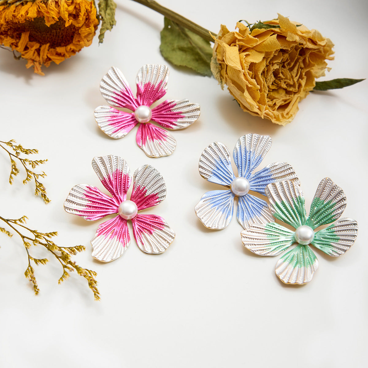Damen Blüten Ohrhänger aus hypoallergenem Edelstahl mit hochwertiger Verarbeitung Shop Nory