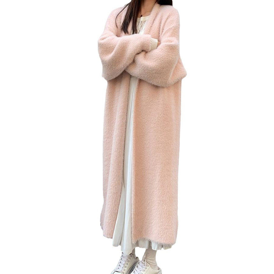 Damen Langer Übergroßer Maxi-Strickcardigan mit offener Front Shop Nory