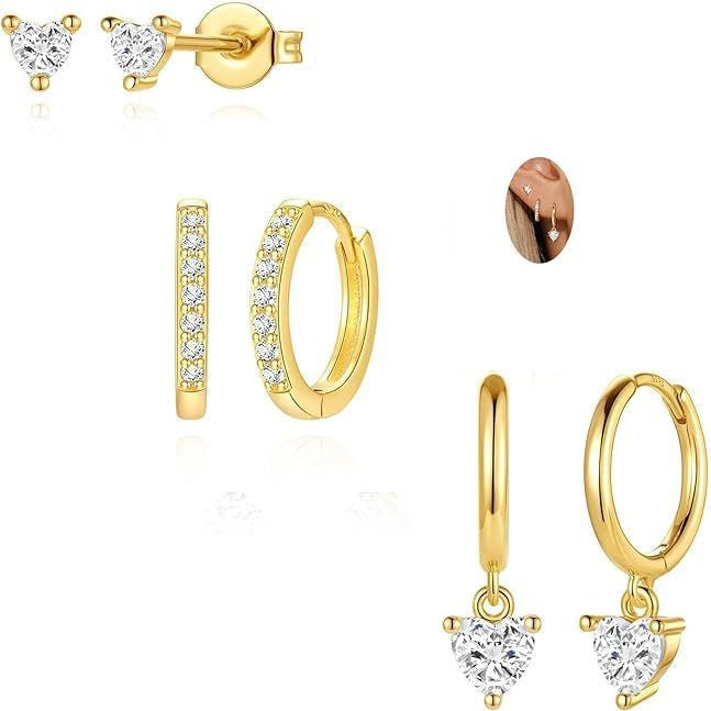 Damen Ohrstecker-Set mit funkelnden Zirkonia und modernem Design Shop Nory
